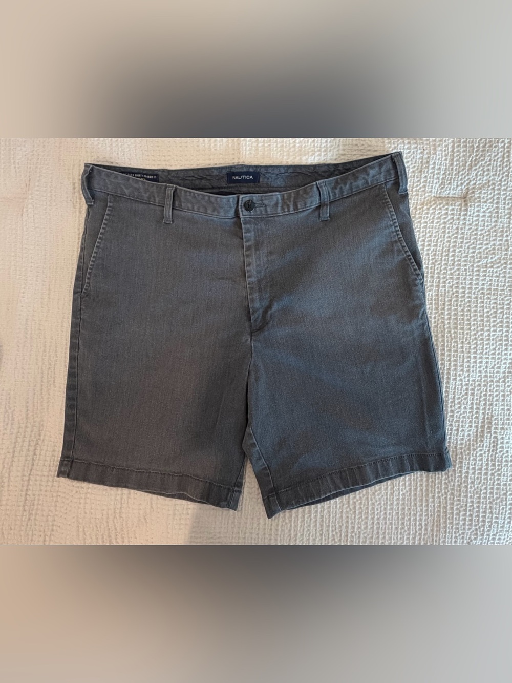 Nautica Men's Charcoal Flat-Front Chino Shorts